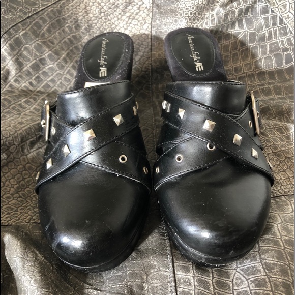 AE faux leather studded moto clogs 8.5M black. - Picture 1 of 5